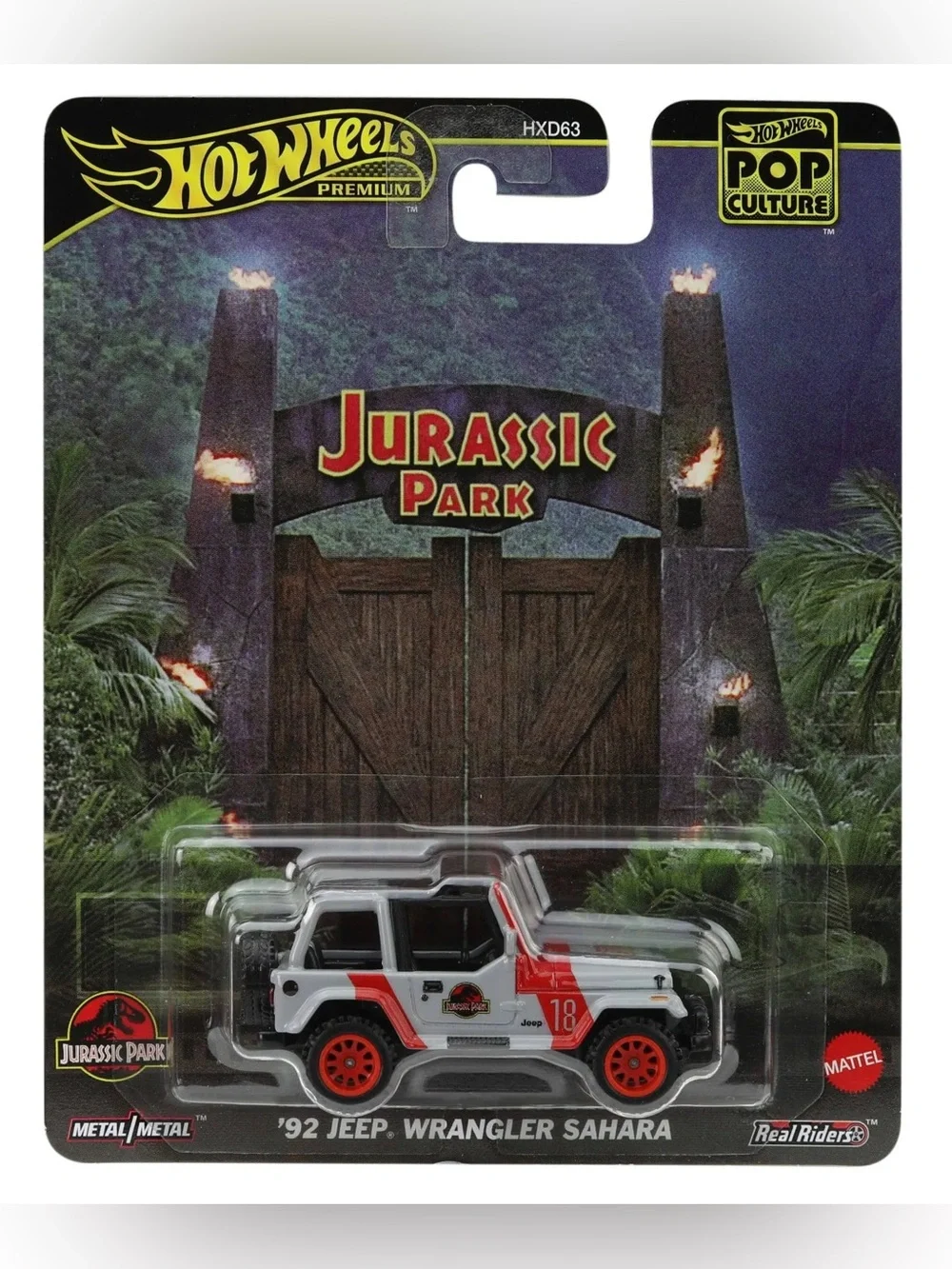 NIB HOT WHEELS POP CULTURE PREMIUM JURASSIC PARK 1992 JEEP WRANGLER SAHARA